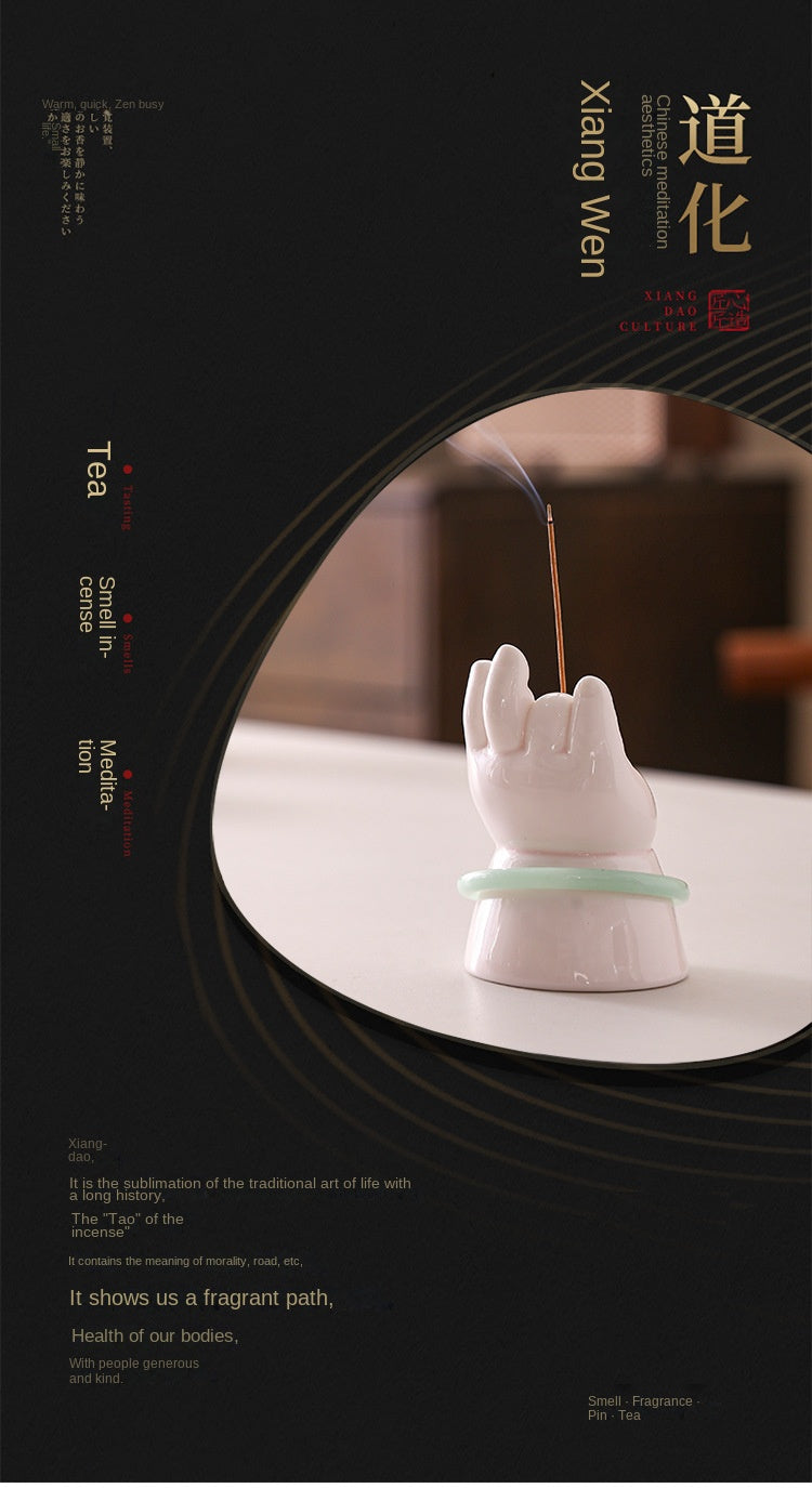 Zensoullab Creative Ceramic Buddha Hand Incense Burner Decoration Tea Ornaments Home Indoor Small Incense Burner Joss-Stick Incense Stick Holder Incense Holder Agarwood Road