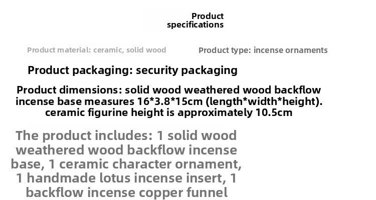 zensoullab Creative Chinese Ceramic Ornament Phaseless Buddha Statue Home Backflow Incense Burner Sandalwood Aromatherapy Burner Incense Holder Incense Device Wooden Incense Stand
