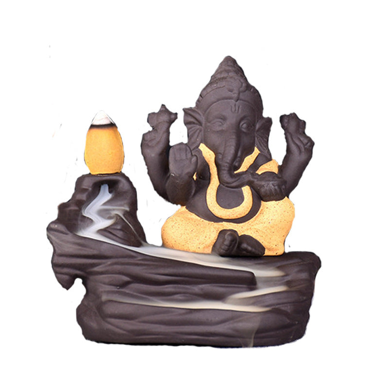 zensoullab Purple Clay Tower Incense Burner Thai Treasure Elephant Smoke Backflow Incense Burner Creative Southeast Asian Home Fragrance Ornament