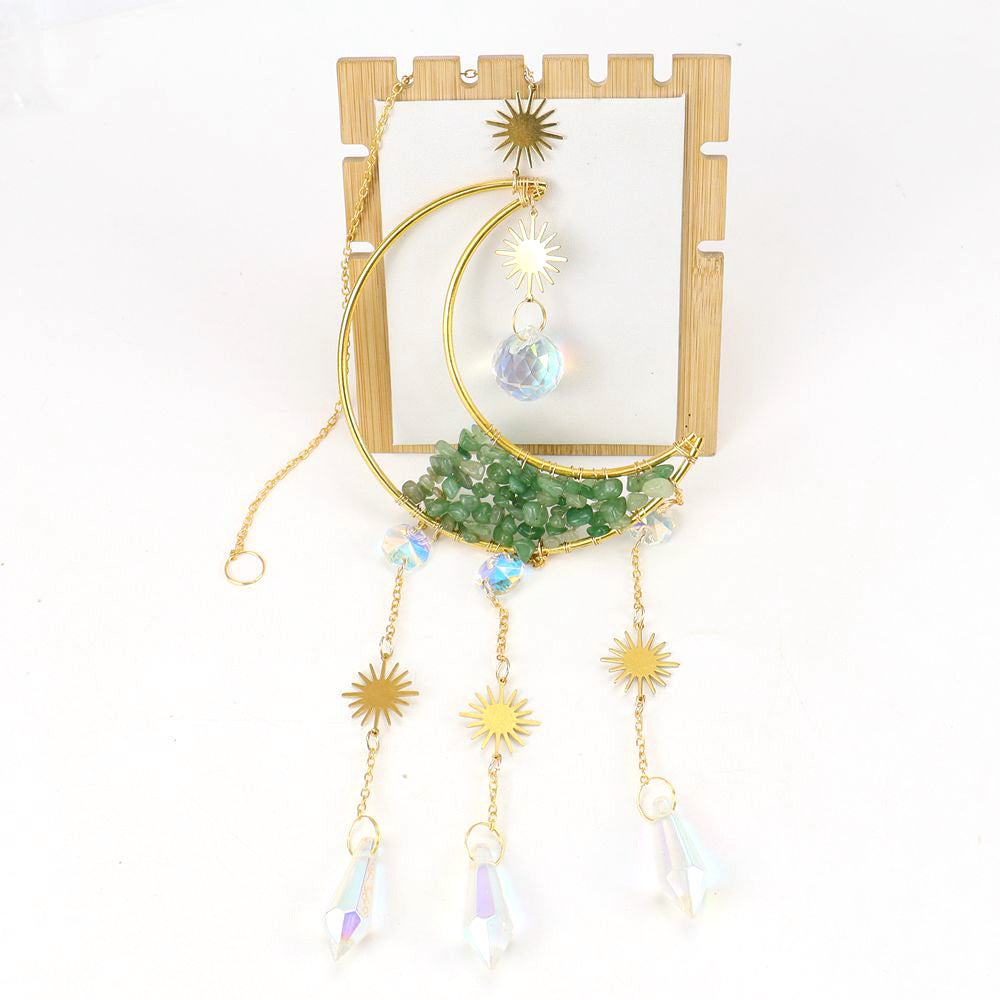 Zensoullab Natural Crystal Gravel Moon Hourglass Sunshine Catcher Sun Catcher Lighting Wind Chimes Decorative Pendant