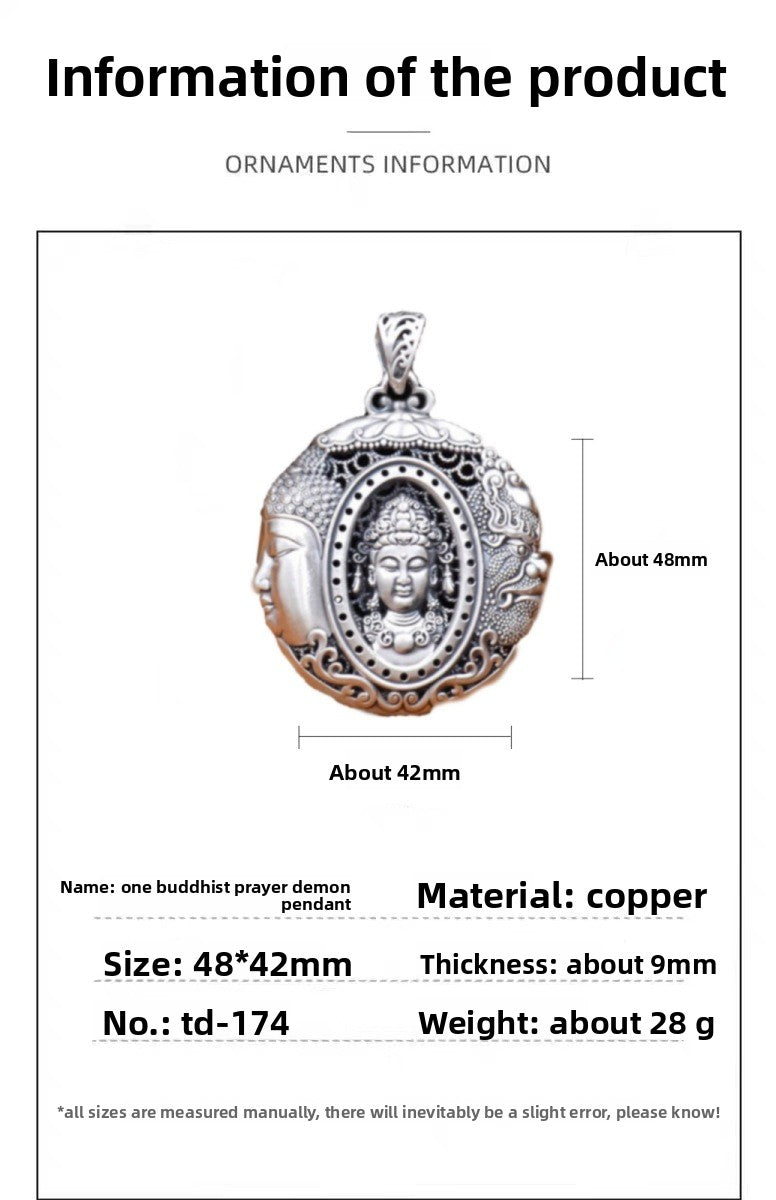 zensoullab One Thought Becomes Buddha Magic Thai Silver Sweater Chain Long Vintage Necklace Large Pendant Hanging Pendant 2023 Pendant