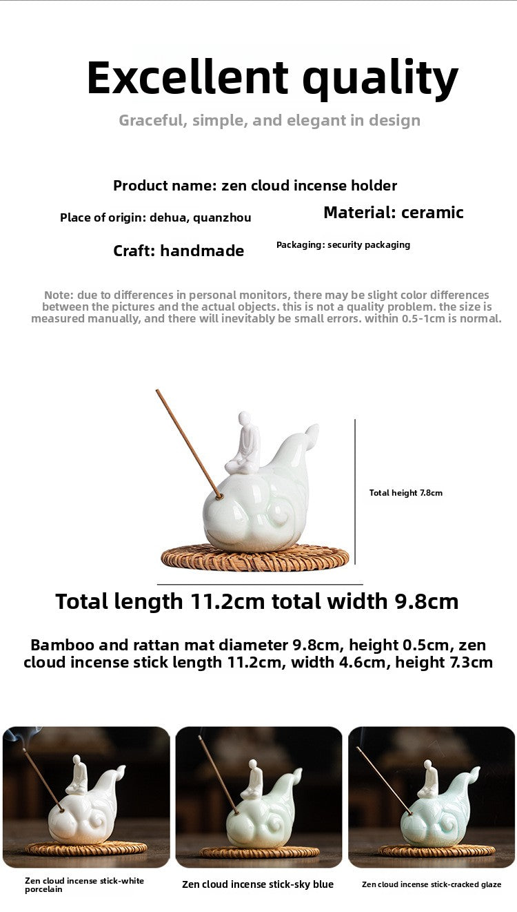 zensoullab Zen Style Formless Buddha Incense Holder Ornament Incense Burner Incense Tray Sandalwood Ceramic Monk Tea Table Decoration
