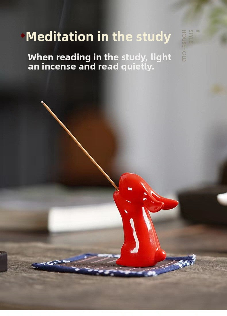 Zensoullab Creative Cute Little White Rabbit Ceramic Aromatherapy Stove Decoration Tea Ornaments Cover Living Room Home Incense Sandalwood Incense Stick Holder