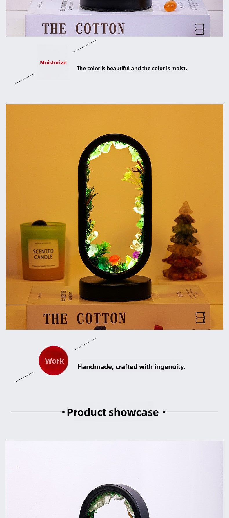 zensoullab Natural Crystal Raw Stone Oval Forest Mushroom Lamp Home Decoration Atmosphere Night Light Bedside Lamp Ornament