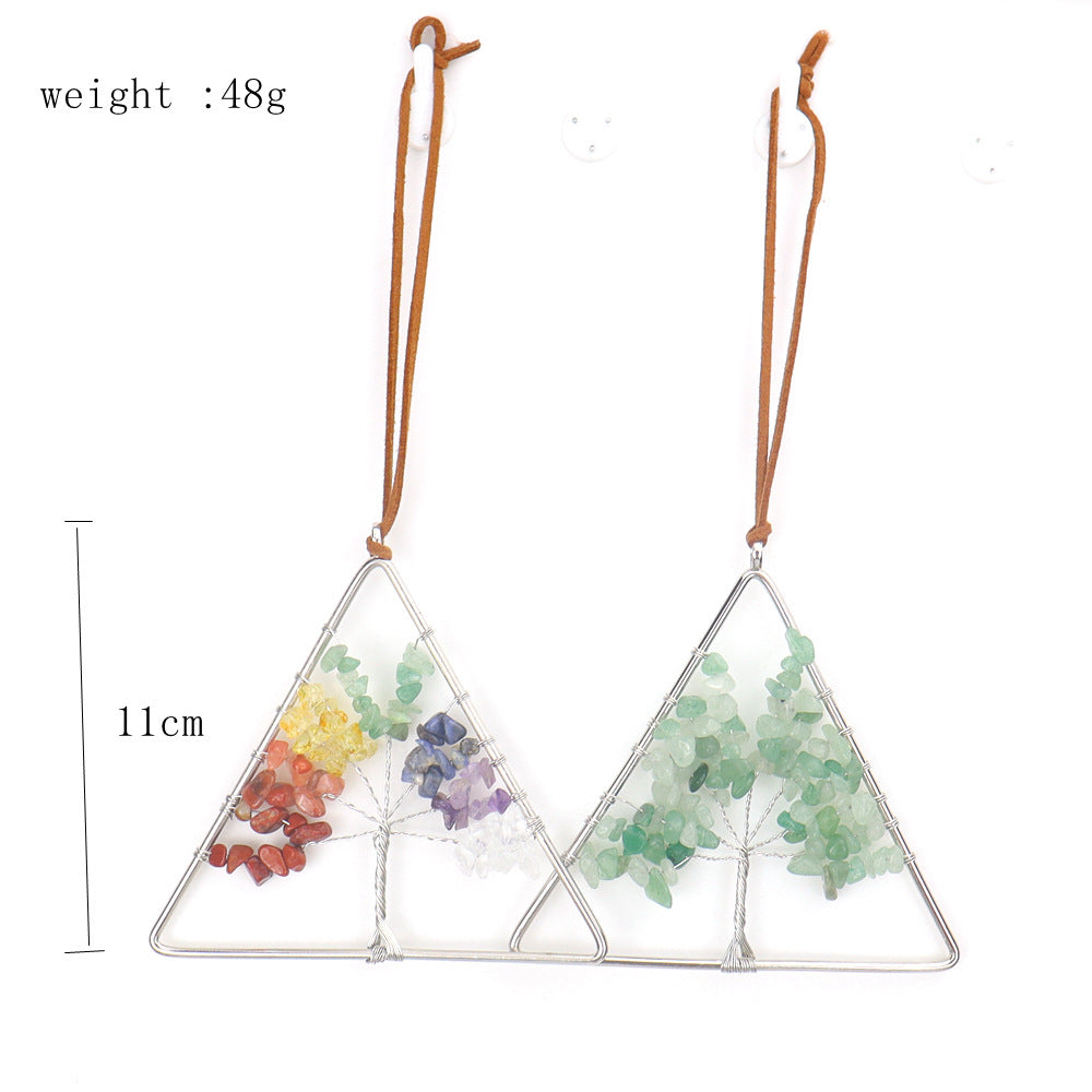 zensoullab Natural Raw Crystal Stone Gravel Christmas Tree Triangle Hanging Holiday Home Decoration