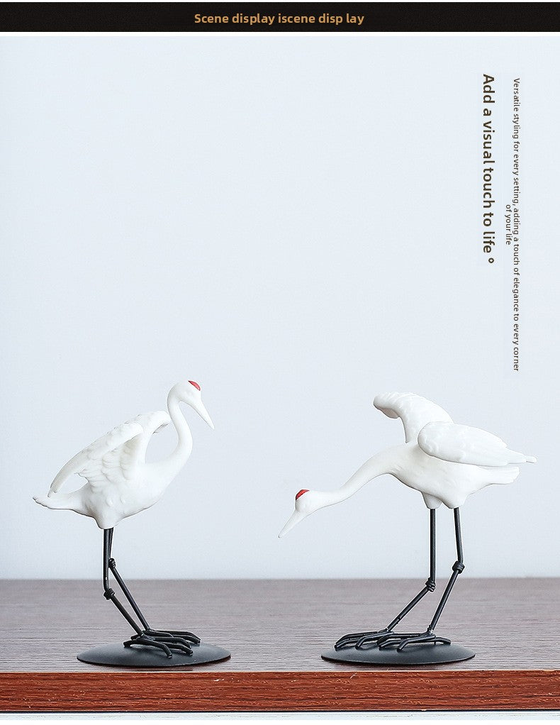 zensoullab Ceramic Crane Animal Red-crowned Crane Ornament New Chinese Style Potted Plant Fake Mountain Water Landscape Micro Landscape Desktop Decoration