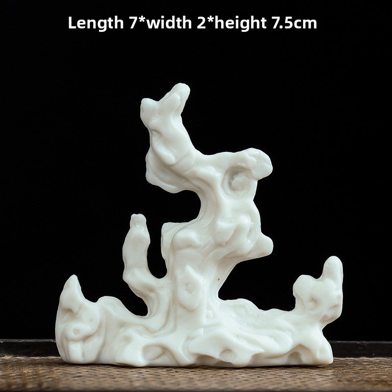 zensoullab Creative Ceramic Simulation Small Taihu Stone Ornament Tea Table Study Room Rockery Micro Landscape Bonsai Fish Tank Landscaping Decoration