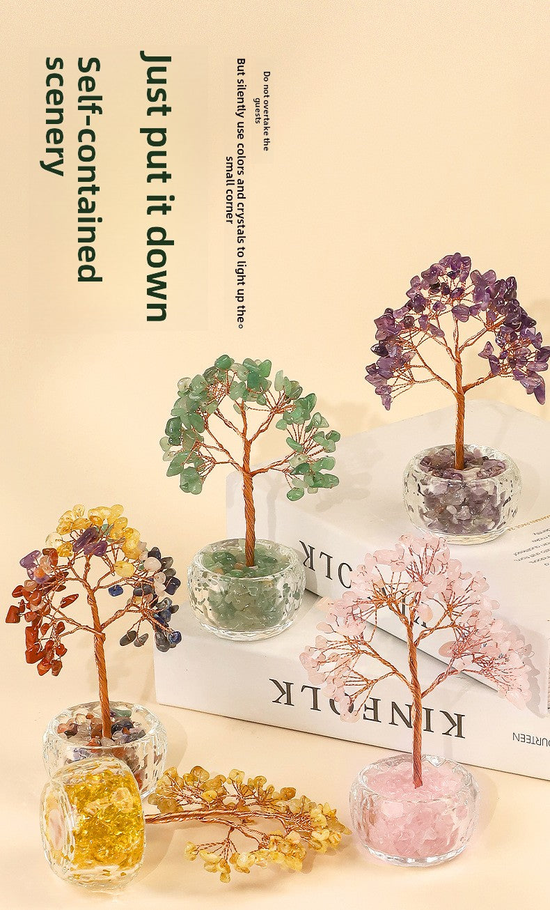 zensoullab Natural Crystal Tree Citrine Money Tree Crystal Tree of Life Wealth Tree Office Crystal Ornament