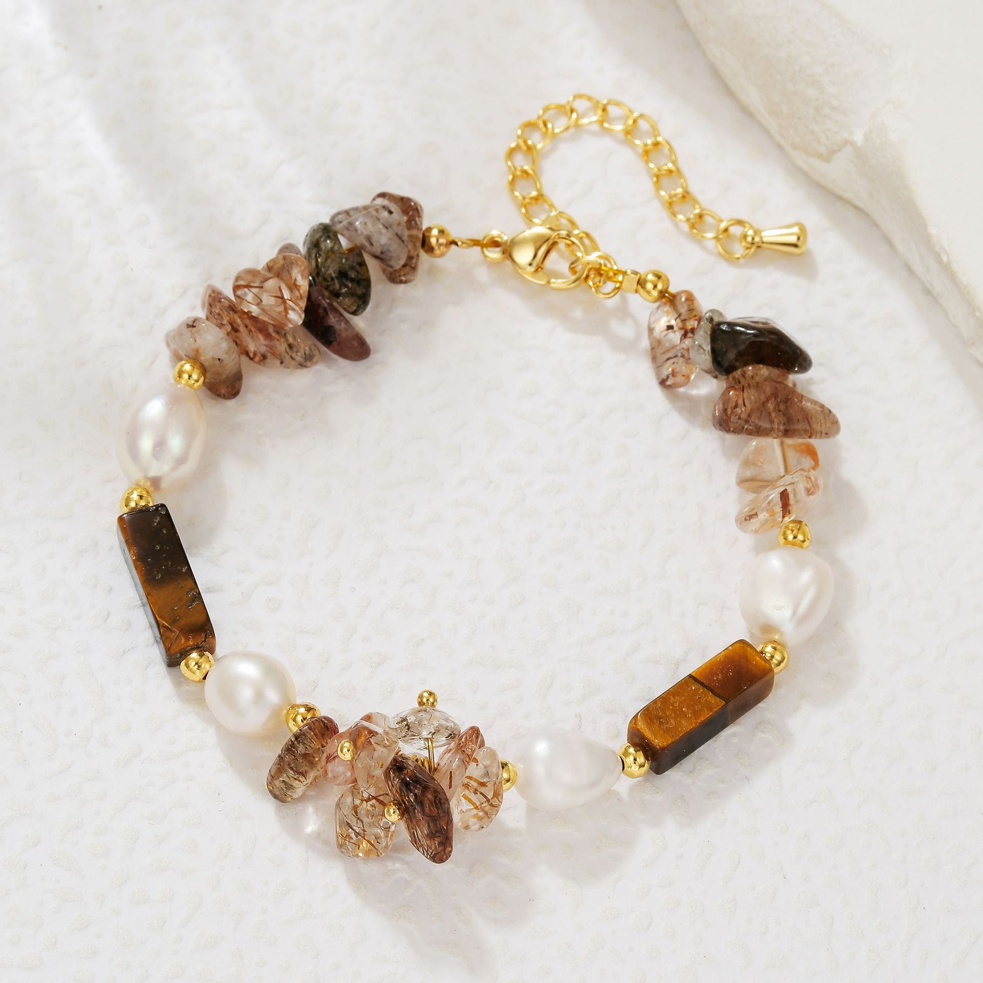 zensoullab Freshwater Pearl Melad Sweater Chain Bracelet Hair Crystal Tiger Eye Stone Necklace Elegant High-end Design