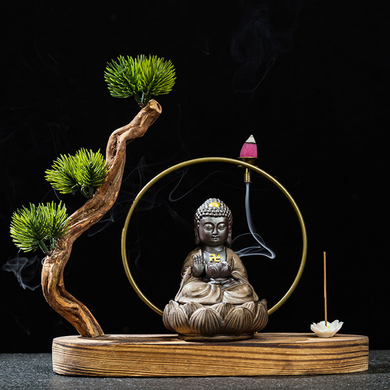 zensoullab Premium Retro Ceramic Buddha New Chinese Style Ornament Zen Tea Pet Home Living Room Desktop Tea Room Car Decoration