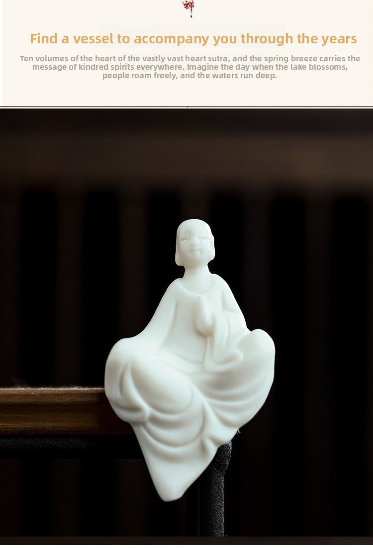 zensoullab Mini Fingertip Small Buddha Ceramic Little Monk Ornament Micro Landscape Tea Room Fish Tank Decoration Formless Buddha Zen Small Figure