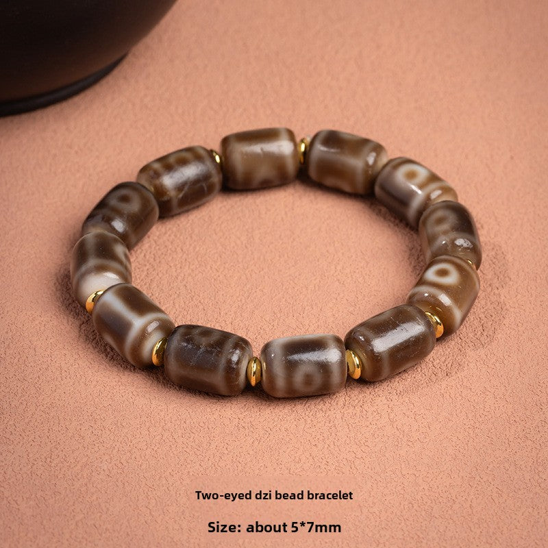 zensoullab Natural Tiger Tooth Dzi Bead Agate Bracelet Fashion Versatile High-Quality Unisex Couple Style Single Circle Bracelet In Stock