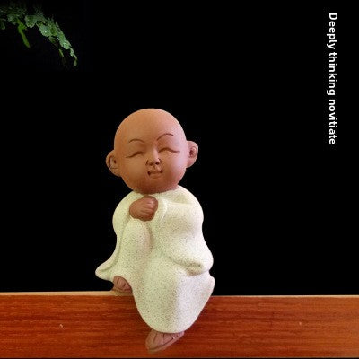 zensoullab Mini Cute Purple Clay Little Monk Tea Pet Ceramic Four Little Sha Mi Succulent Plant Decoration Creative Home Ornament