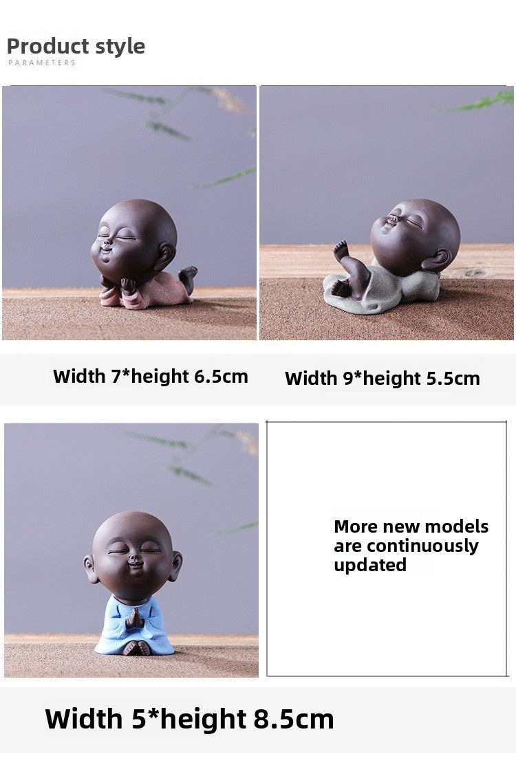zensoullab Premium Yixing Zisha Cute Little Monk Tea Pet Tea Play Tea Tray Accessories Ceramic Little Sha Mi Bonsai Zen Ornament