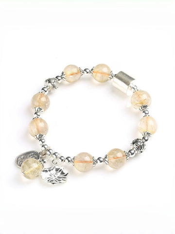 zensoullab Natural Golden Rutilated Quartz Bracelet for Women S925 Silver Lotus Tassel Bracelet High-end Crystal Bracelet