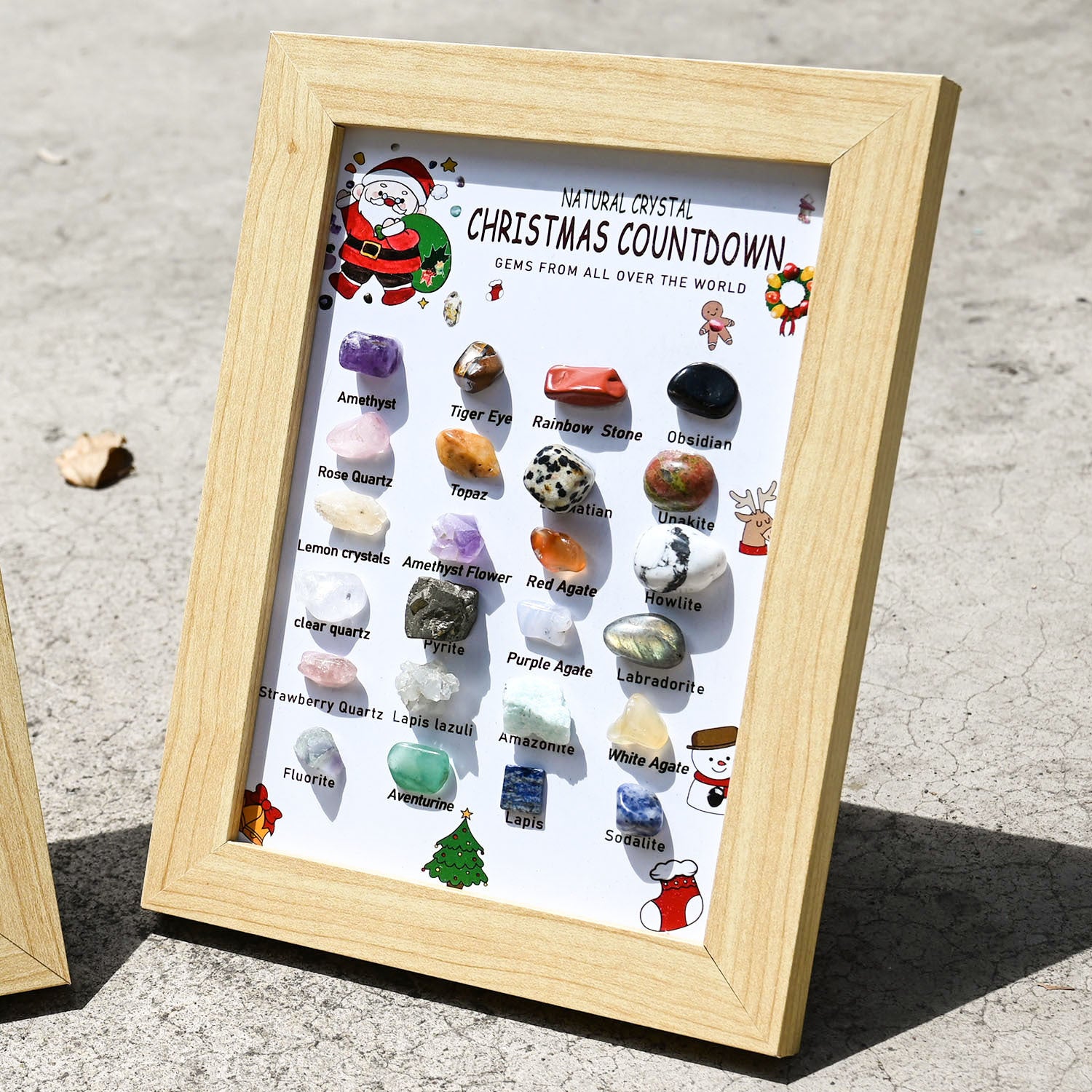 zensoullab Meditation Natural Raw Stone Specimen Frame Ornament Natural Crystal Mineral Colorful Seven-Color Stone Picture Frame Display Stand