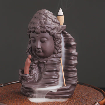 zensoullab Purple Clay New Arrival Tathagata Backflow Incense Burner Creative Mountain Water Tower Incense Backflow Incense Burner Home Decoration