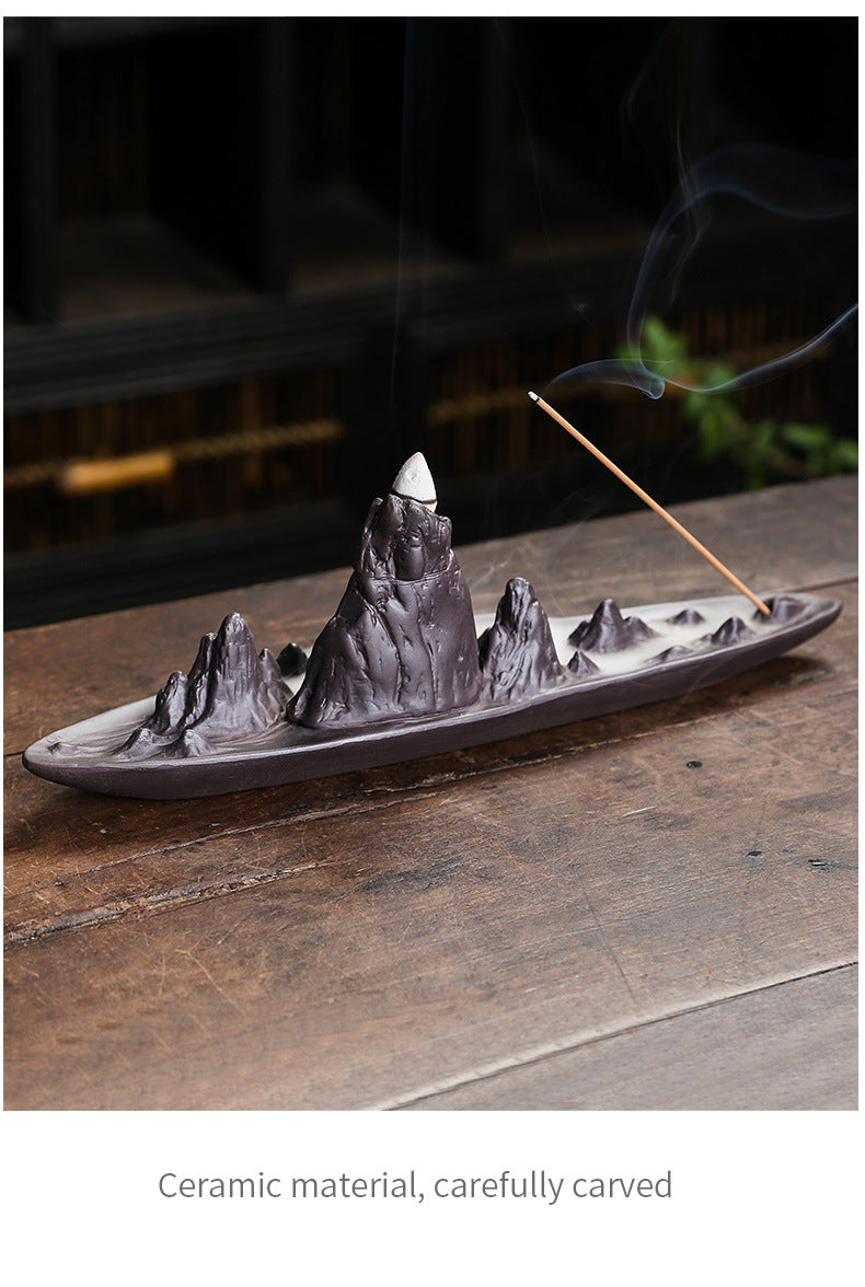 zensoullab Purple Clay Sandalwood Incense Burner Incense Holder Incense Stick Backflow Incense Burner Creative Mountain Water Backflow Incense Burner Home Decor