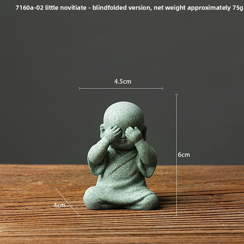 zensoullab Green Sandstone Buddha Statue Ornament Micro Landscape Fish Tank Landscaping Rockery Bonsai Living Room Zen Tea Tabletop Stone Small Sitting Buddha