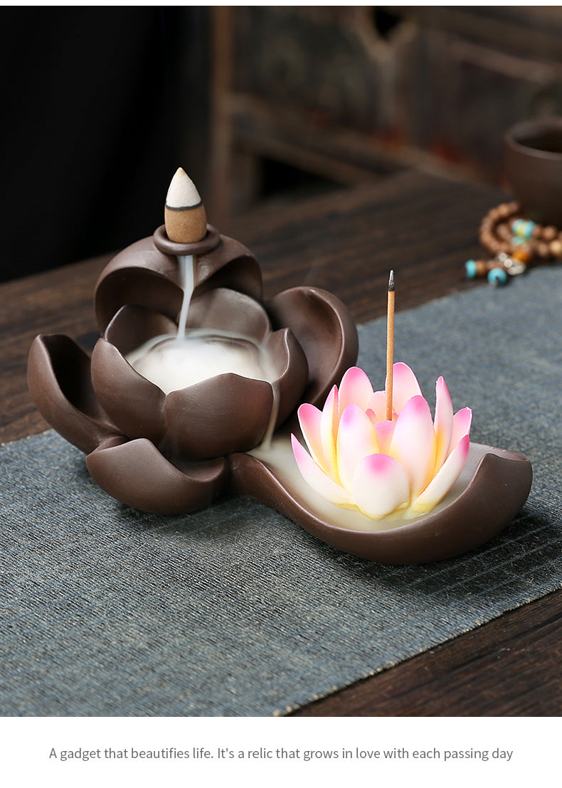 Jingchen Purple Clay Backflow Incense Burner Zen Buddha Hand Sandalwood Burner Home Indoor Aromatherapy Burner Large Incense Creative Ornament