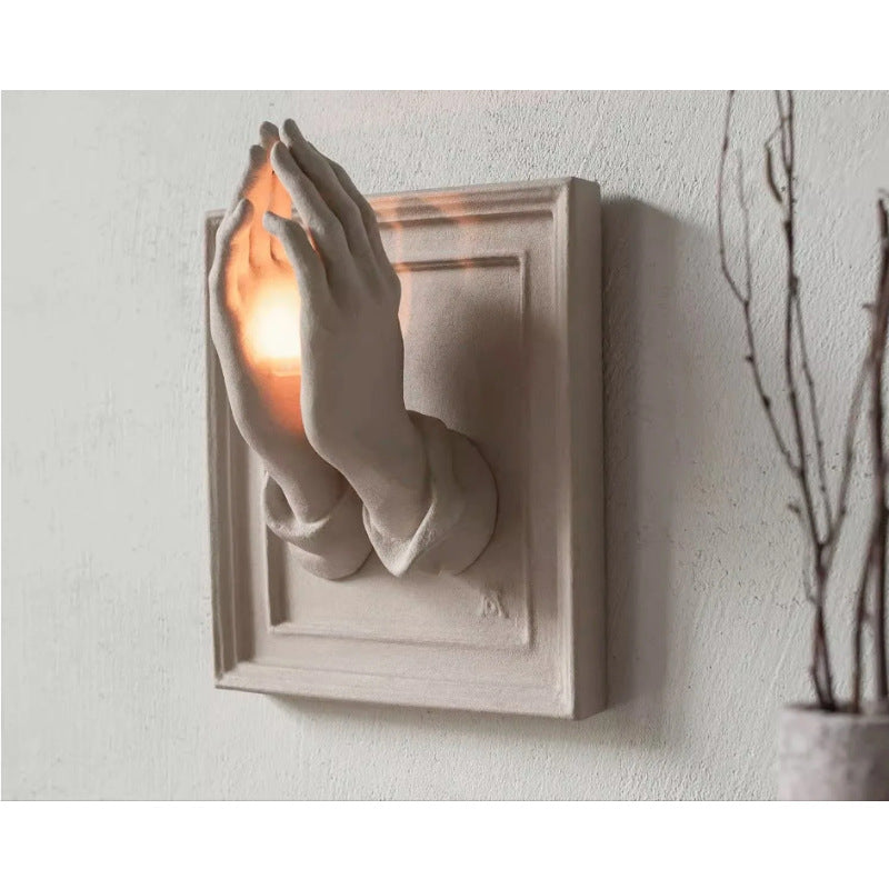 zensoullab Halloween Praying Hands Resin Ornament Wall Candle Holder Wall Hanging Decoration Pendant Home Statue Decoration Craft