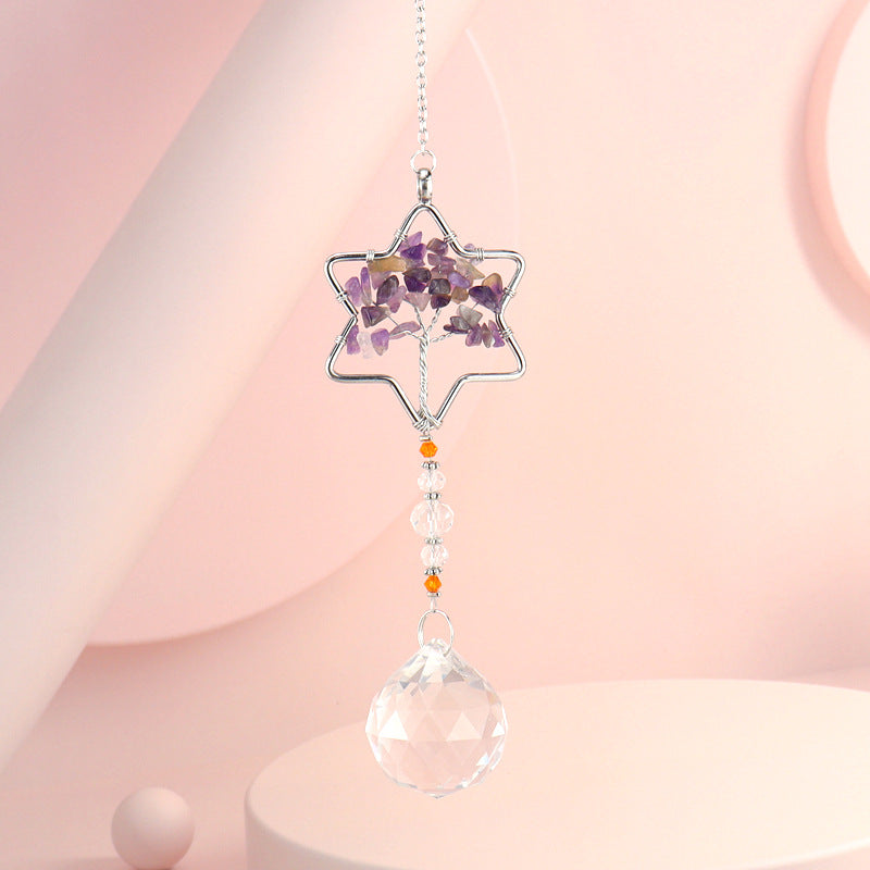 zensoullab Amethyst Gravel Tree of Life Crystal Pendant Hanging Decoration Indoor Curtain Decoration Pendant Accessories