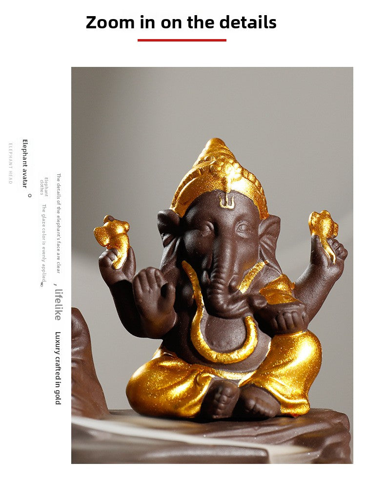 zensoullab Purple Clay Tower Incense Burner Thai Treasure Elephant Smoke Backflow Incense Burner Creative Southeast Asian Home Fragrance Ornament