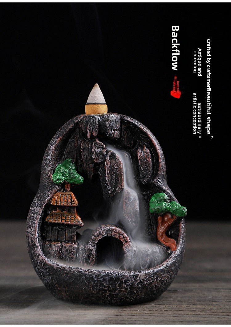 zensoullab Backflow Incense Burner Resin Home Indoor Tea Ceremony Incense Retro Creative Backflow Ornament
