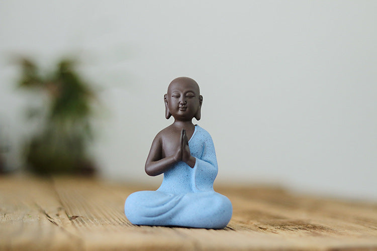 zensoullab Zen Style Yixing Clay Little Monk Tea Pet Tea Play Tea Tray Accessories Premium Ceramic Little Sha Mi Figure Home Decor