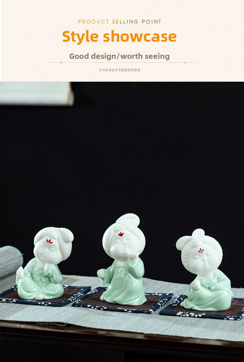 zensoullab Chinese Style Ceramic Lady Incense Holder Incense Stand Incense Burner Incense Stick Sandalwood Home Aromatherapy Burner Creative Home Decor Ornament