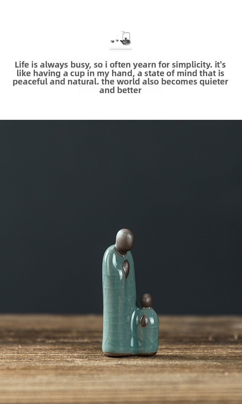 zensoullab Zen Ceramic Formless Buddha Desktop Decoration Home Ornament Fish Tank Potted Plant Landscaping Little Monk Living Room Tea Pet Figure