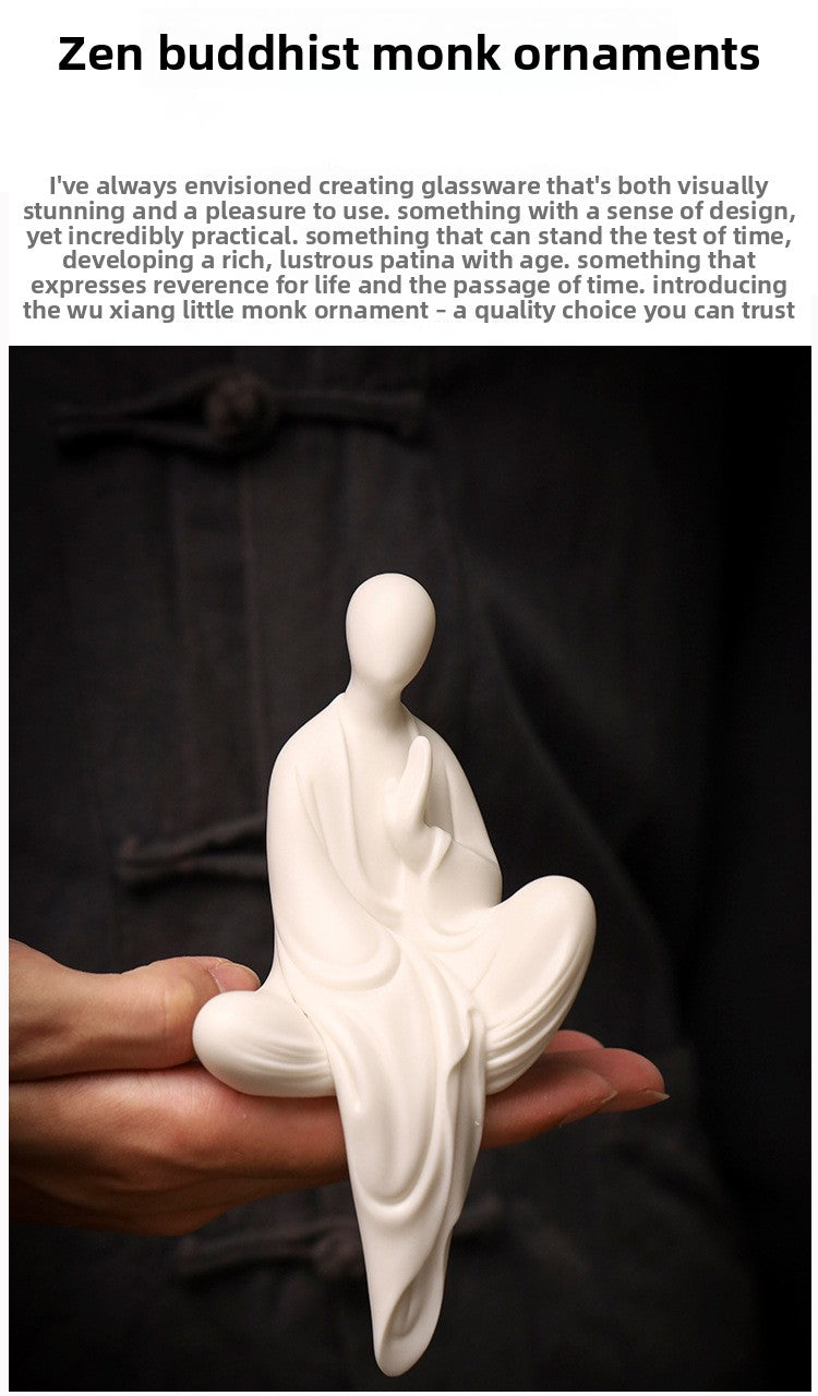 zensoullab Zen Ceramic Formless Buddha Figure Chinese Style Small Monk Ornament Small Monk Entrance Living Room Study Creative Decoration Display