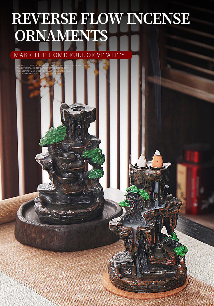 zensoullab Creative Mountain Water Backflow Incense Burner High-end Large Incense Burner Water Flow Incense Tea Ceremony Home Decoration Backflow Incense
