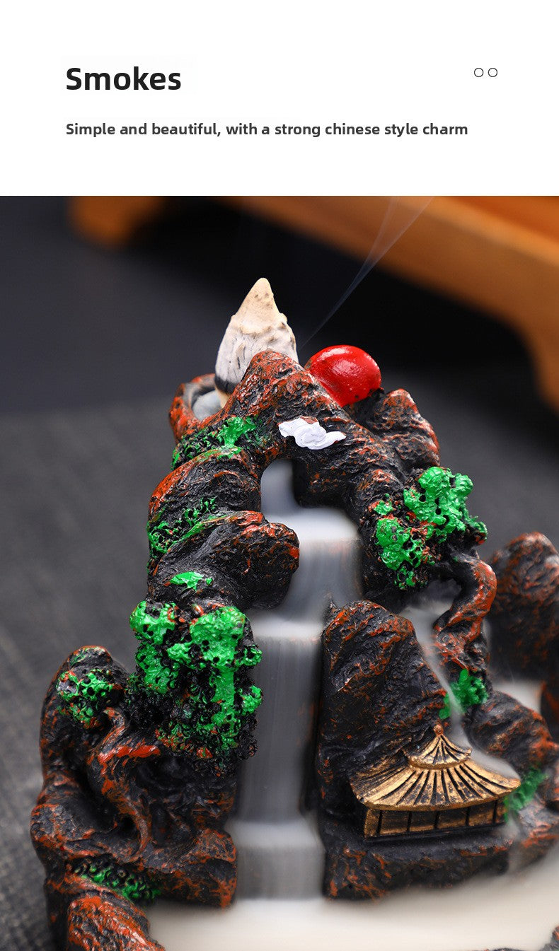 zensoullab Large Backflow Incense Burner Mountain Water Purple Aura Resin Craft Personalized Ornament Agarwood Sandalwood Chinese Incense Tube