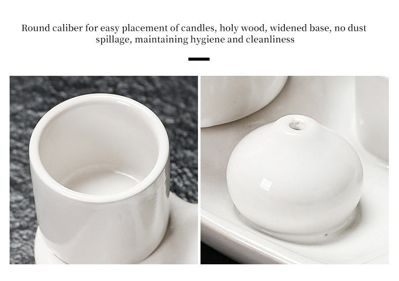 Sacred Wood Sage Holder Ins Creative Simple Incense Tray Aromatherapy Burner Heart Ceramic American Style Decoration Incense Insert Tray