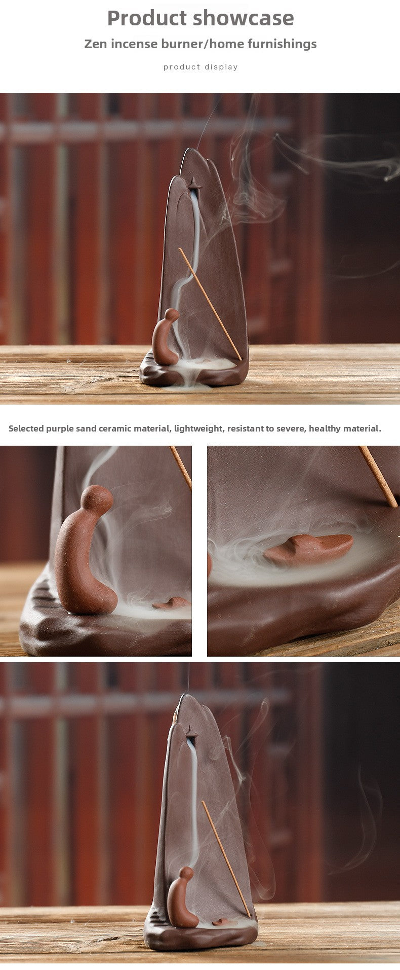 zensoullab Original Ceramic Backflow Incense Burner Watchful Landscape Aromatherapy Burner Sandalwood Incense Home Decor Incense Holder