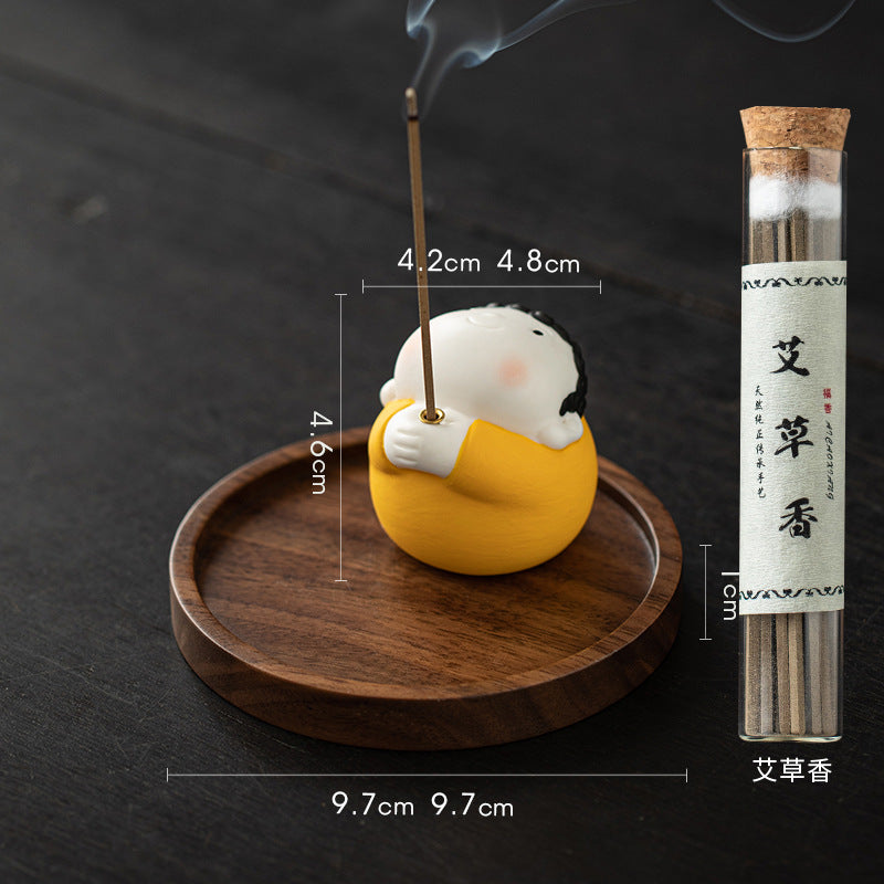 zensoullab Ceramic Cute Little Tathagata Incense Burner for Home Indoor Aromatherapy Small Ornament High-end Incense Holder Tea Table Incense Ceremony