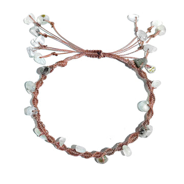 zensoullab Green Island Flower Ring Grape Stone Heavy Craft Braided Rope Bracelet