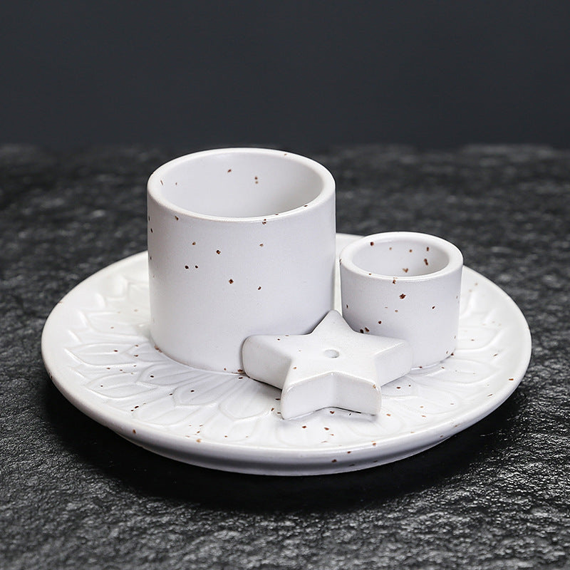 Ceramic Aromatherapy Candle Holder Aromatherapy Burner Simple Nordic Style Candle Cup Atmosphere Decoration Sage Holy Wood Plate