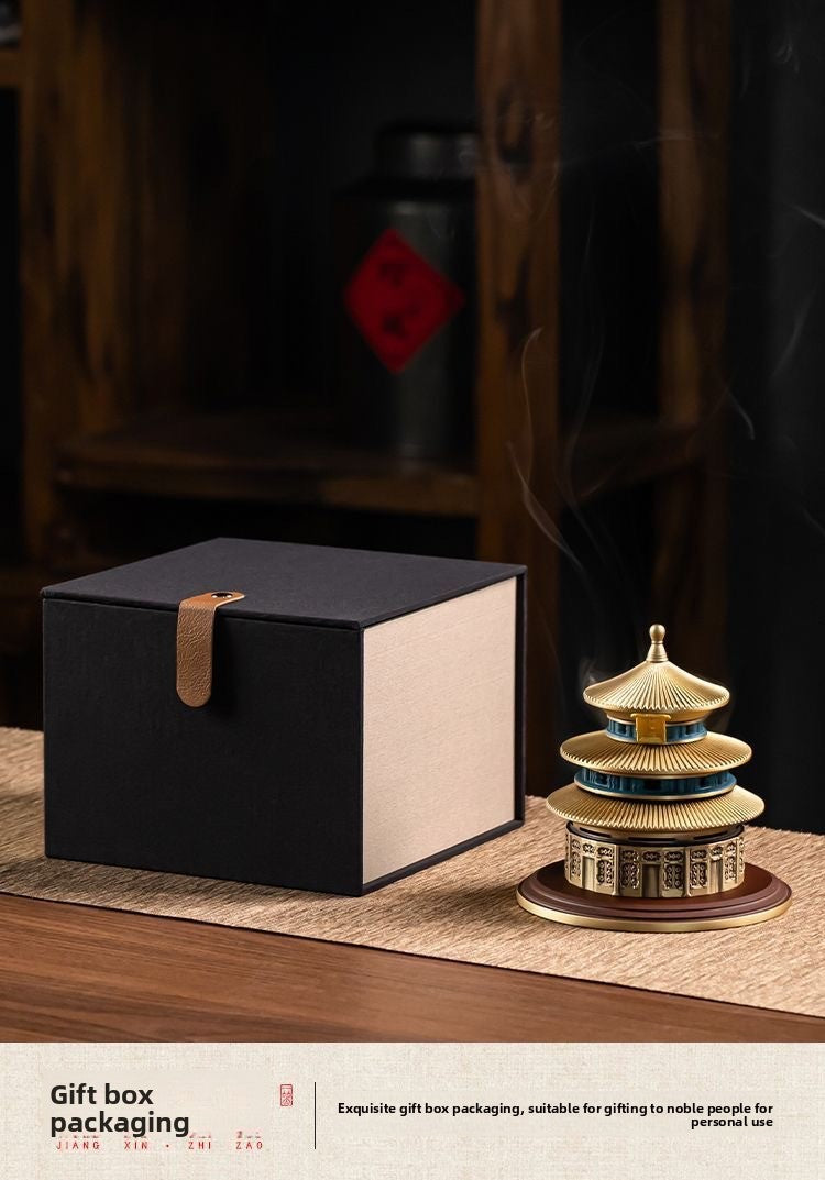 zensoullab Ancient Style New Chinese Style Temple of Heaven Copper Incense Burner Home Sandalwood Incense Indoor Coil Incense Agarwood Burner Incense Seal Incense Burner Ornament