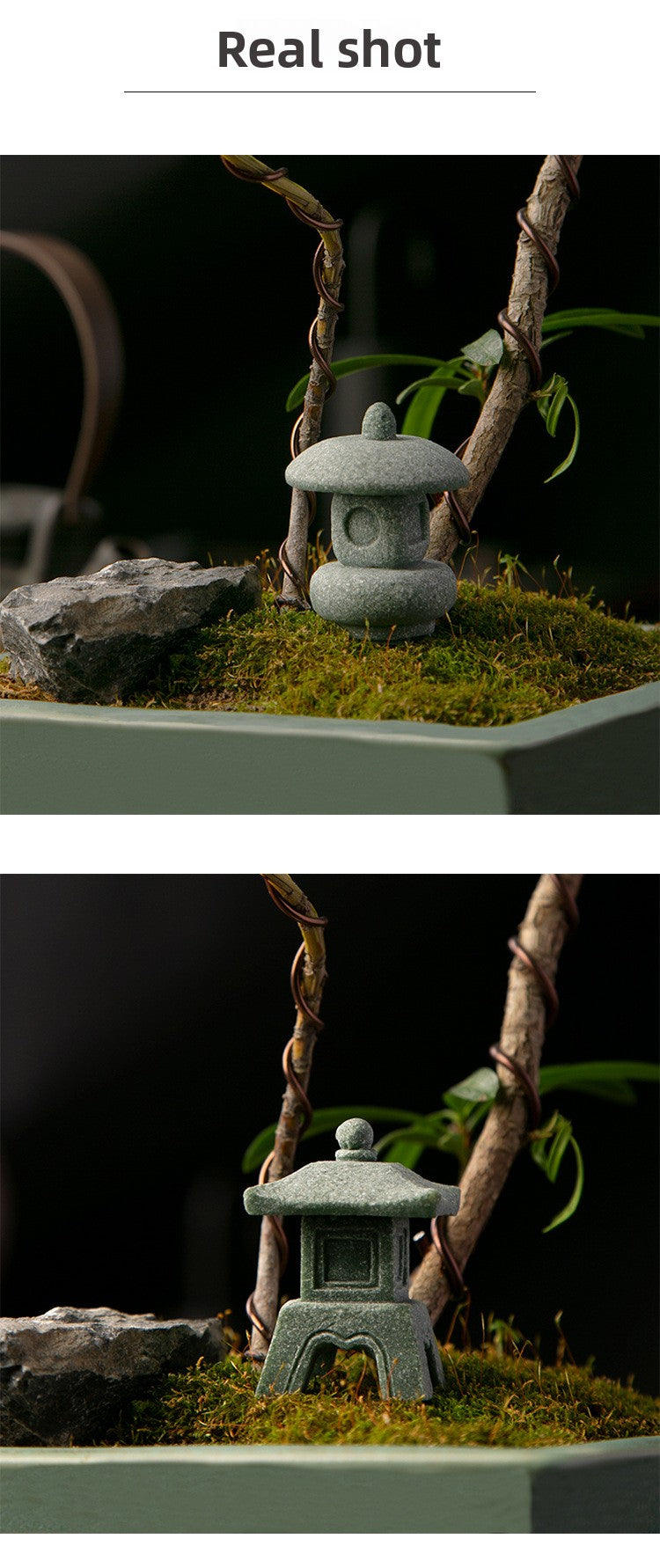 zensoullab Artificial Landscape Stone Lantern Small Stone Pavilion Ornament Home Entrance Pavilion Decoration Gardening Flower Bonsai Landscaping Decoration