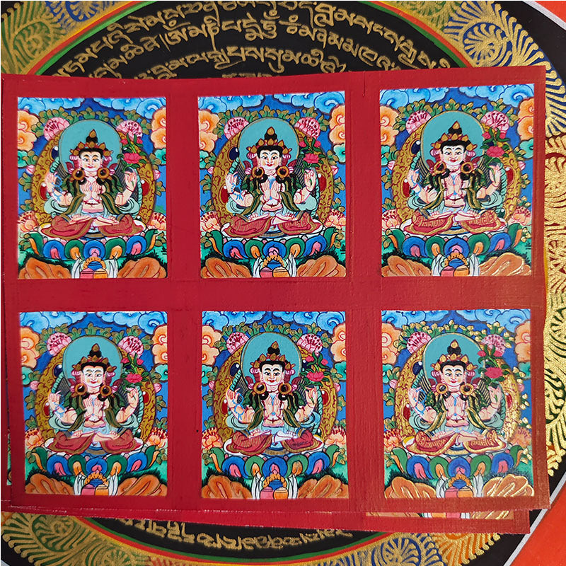 zensoullab Nepal Hand-painted Small Thangka Twelve Zodiac Guardian Buddha Manjushri Yellow God of Wealth Green Tara Gau Box Pendant