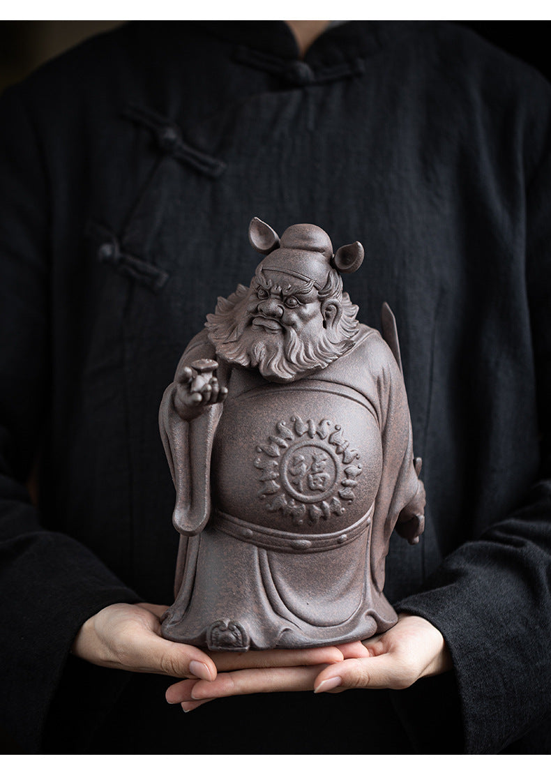 zensoullab Zen Style Chinese Purple Clay Zhongkui Blessing Figurine Creative Home Living Room Study Entrance Craft Decoration Ornament