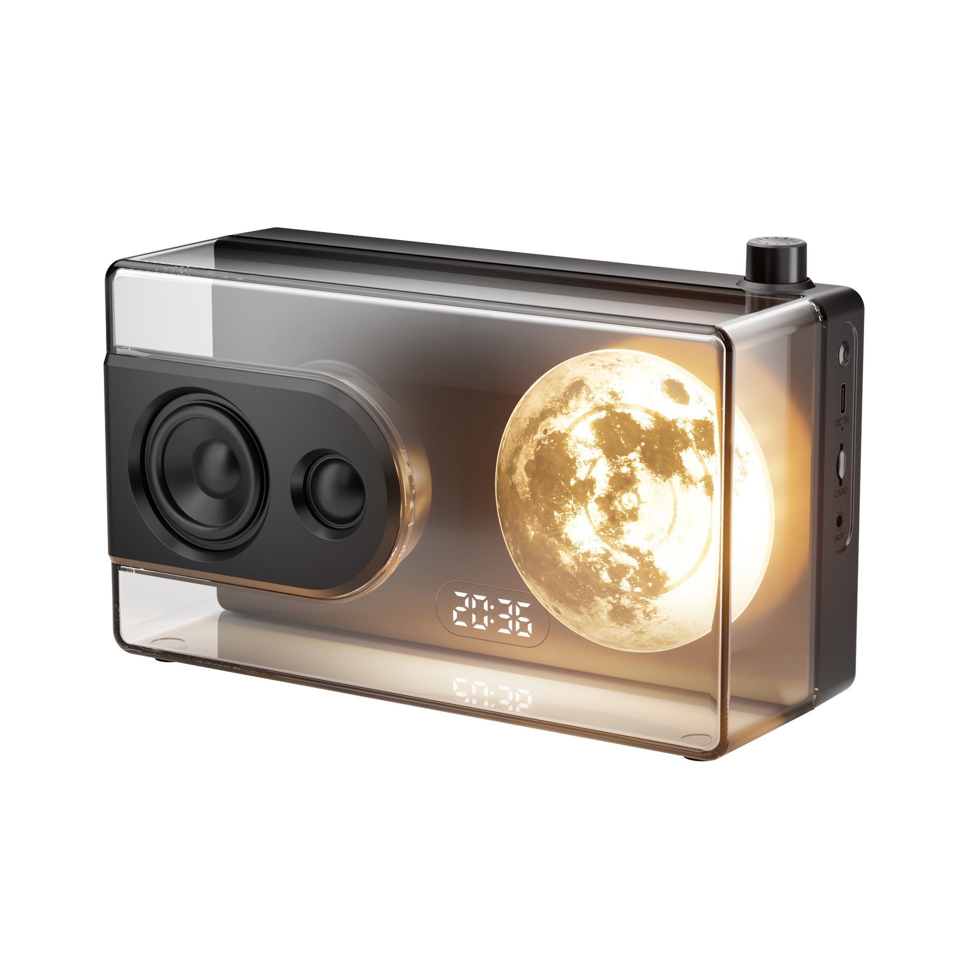 zensoullab Transparent Moonlight Box Bluetooth Speaker Atmosphere Clock Alarm Clock White Noise Moon Bluetooth Speaker Gift