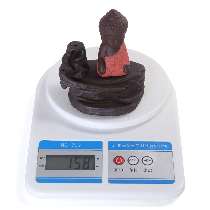 zensoullab Purple Clay Backflow Incense Burner Creative Ceramic Craft Gift Mountain Water Flow Small Tathagata Backflow Incense Burner Original