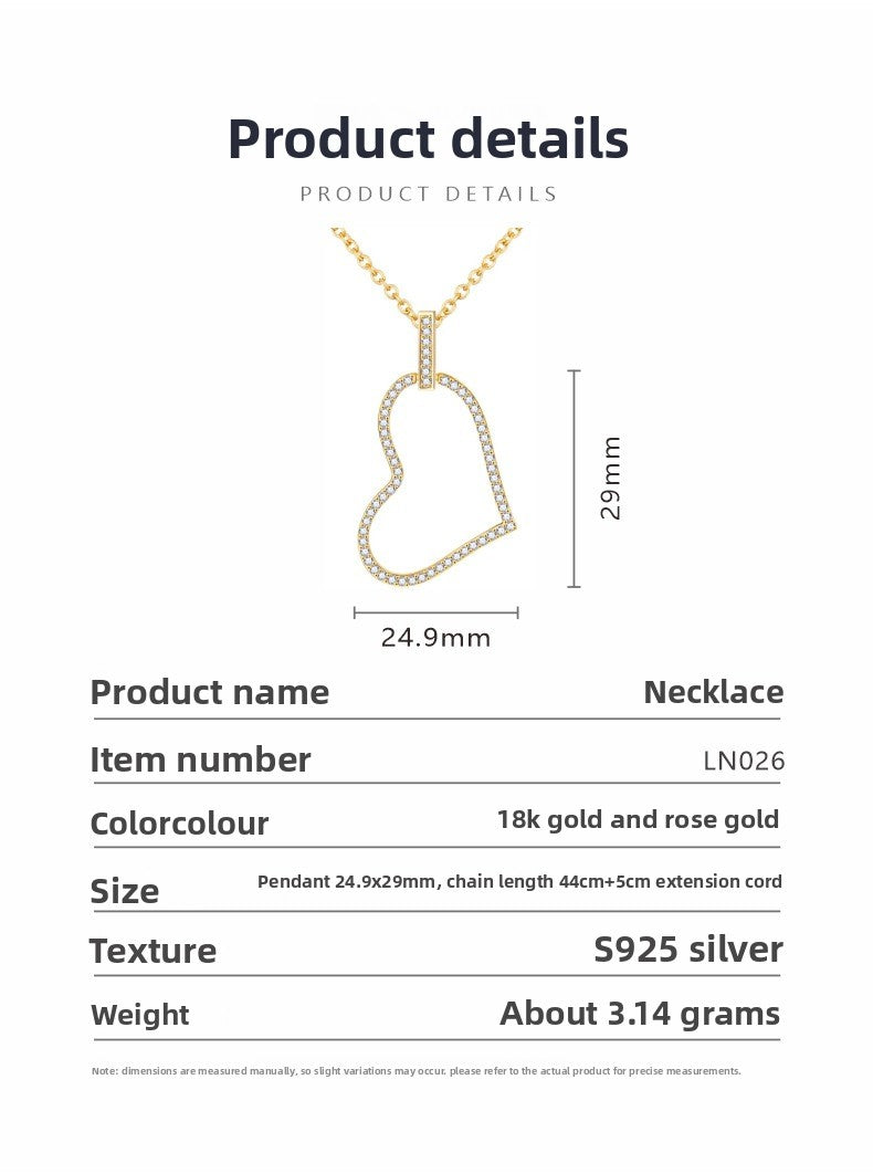 zensoullab Heart-shaped Love Inlaid Zircon High-end S925 Sterling Silver Necklace Niche Versatile Elegant Pendant