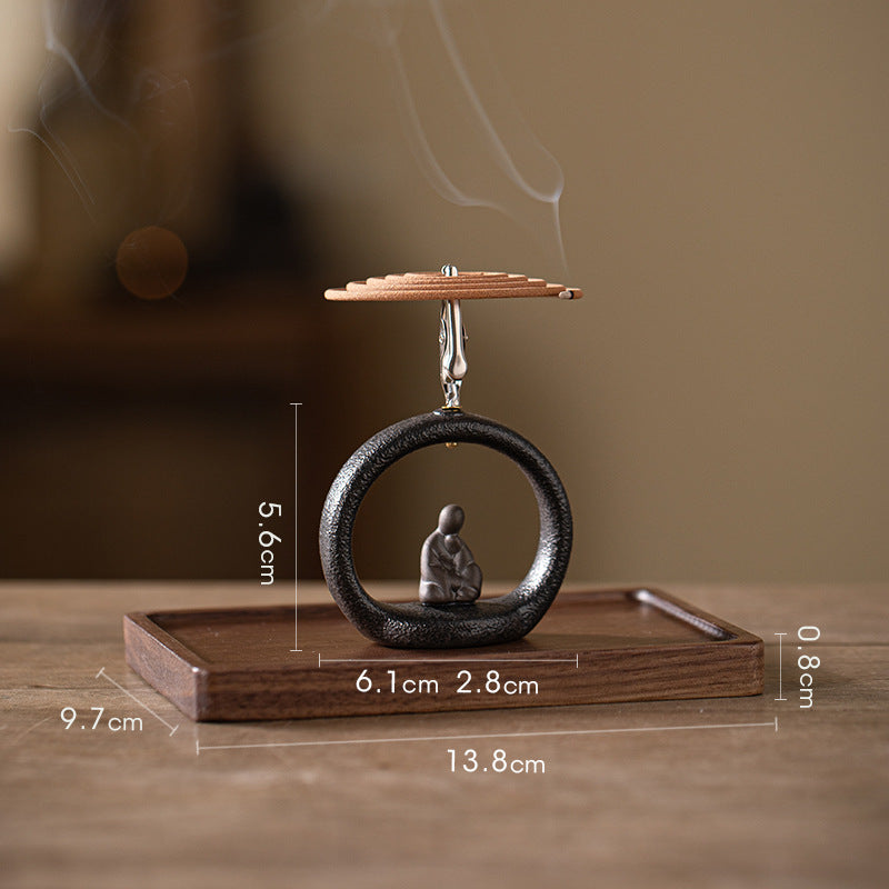 zensoullab Zen Style Small Monk Incense Holder Creative Dual-use Coil Incense Burner Incense Burner for Home Indoor Sandalwood Agarwood Incense Burner Ornament