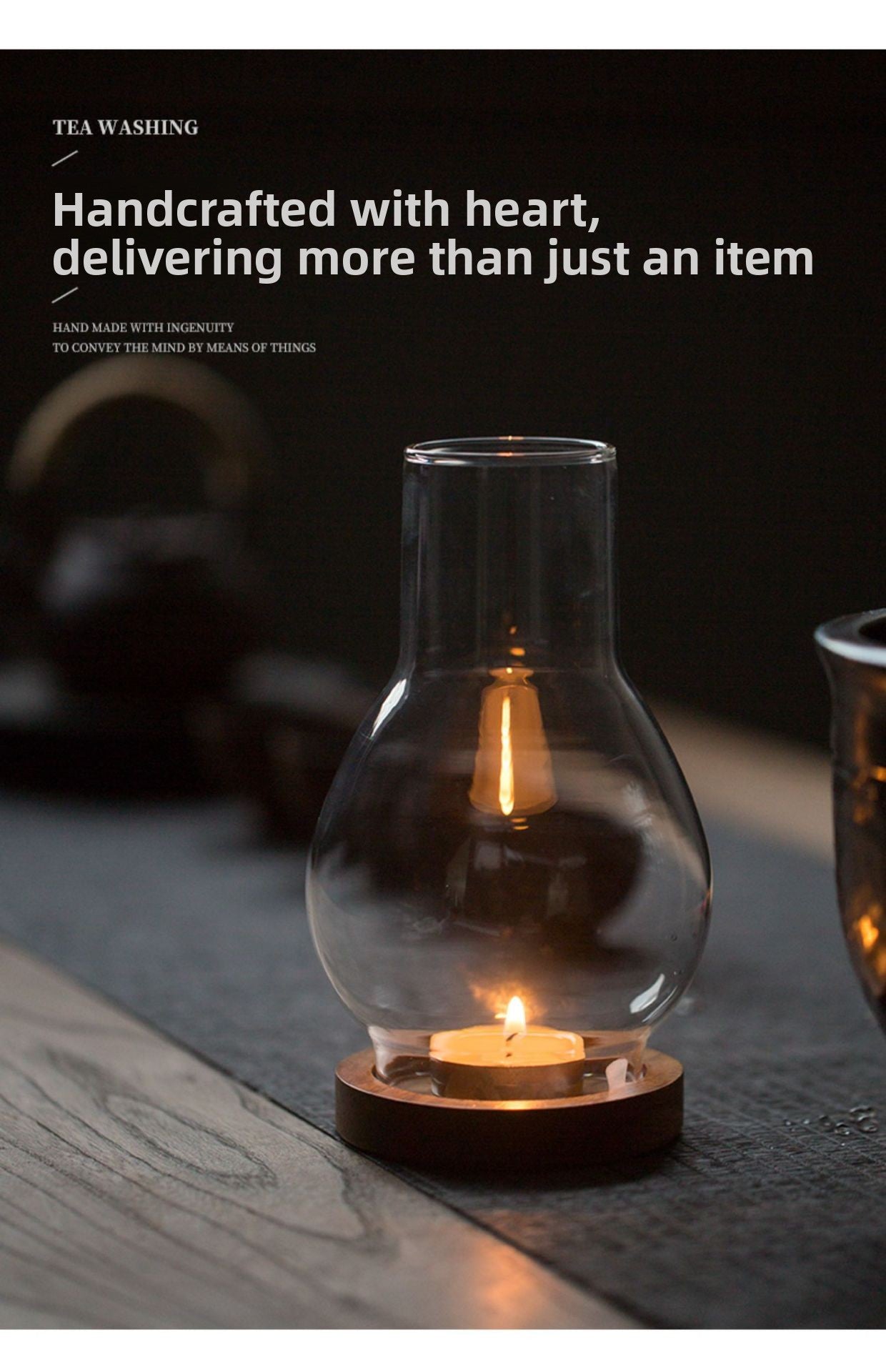 zensoullab Zen Candle Holder Windproof Glass Lampshade Chinese Retro Style Home Aromatherapy Wax Light Tea Room Decorative Ornament