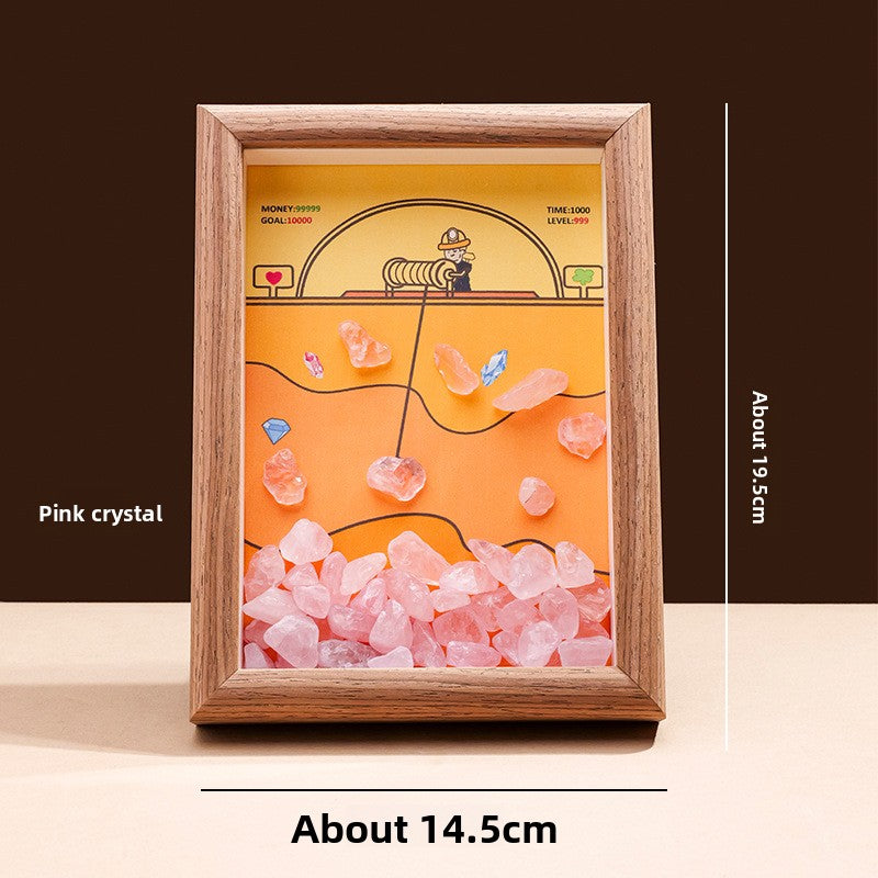 zensoullab Runyang Jewelry Natural Crystal Stone Frame Miner DIY Crystal Crafts 7inch Frame Display Creative