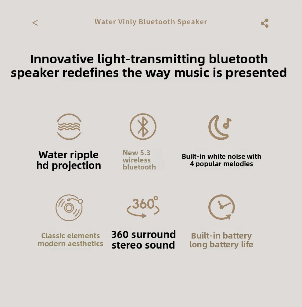 zensoullab2025 New High-Quality Water Ripple Bluetooth Speaker Wireless Portable Desktop Projection Gift for Friends Audio